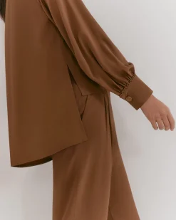 Cuyana Silk Leather Cuff Shirt* Clothing