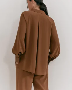 Cuyana Silk Leather Cuff Shirt* Clothing