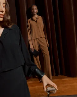 Cuyana Silk Leather Cuff Shirt* Clothing